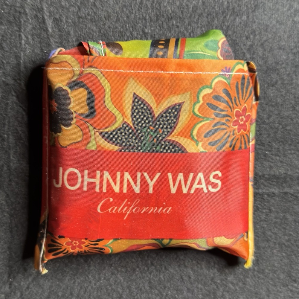 JOHNNY WAS Floral Print Shopper Tote/Bag Inside Pocket Silky Nylon Multi NEW